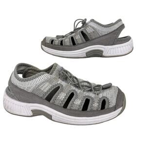 Orthofeet Laguna Sandals Size 8.5 X Wide Gray Sporty Fisherman Orthotic Stretch
